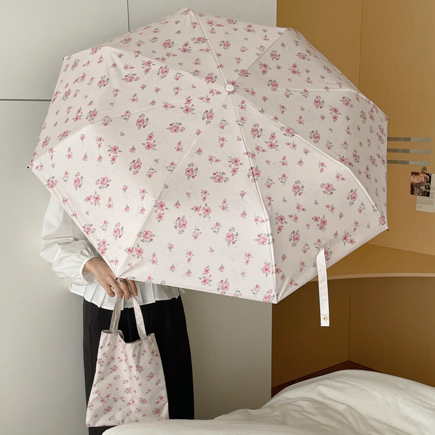 复古小清新碎花雨伞女晴雨两用黑胶防晒防紫外线便携太阳伞遮阳