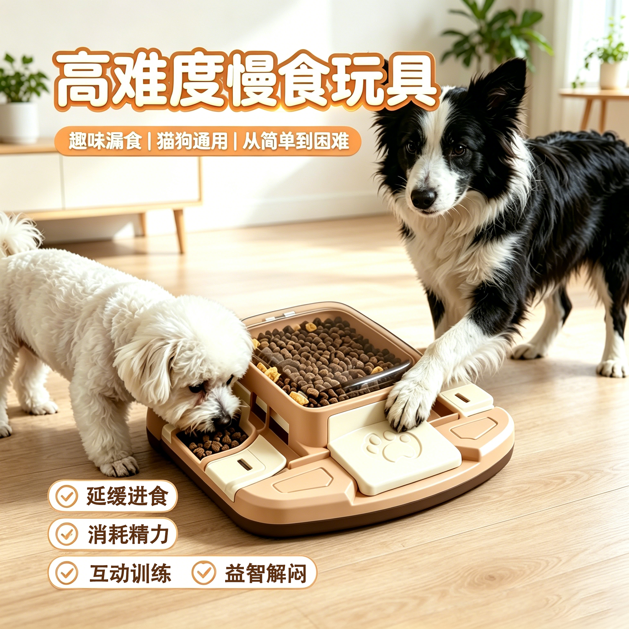 猫狗通用藏食益智按压漏食玩具