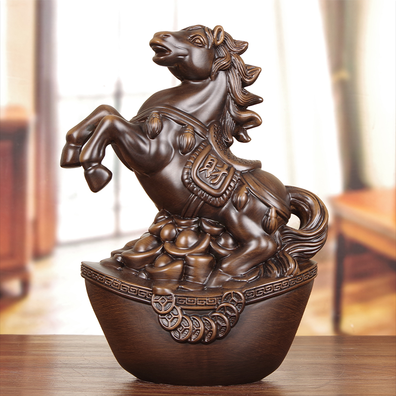 实木招财马摆件生日礼品马到成功