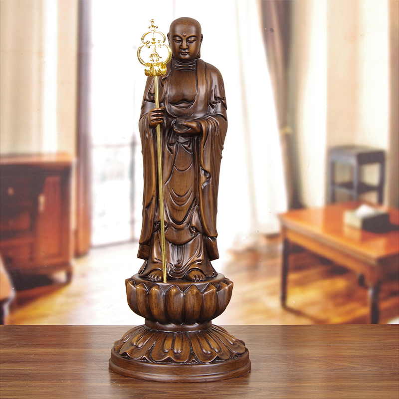 木雕地藏王菩萨摆件家用佛堂供奉