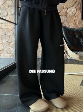 DieFassung基础印花复合面料弯刀卫裤宽松阔腿百搭舒适柔软长裤