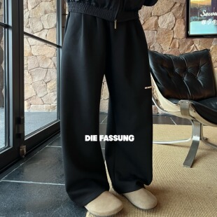 DieFassung基础印花复合面料弯刀卫裤宽松阔腿百搭舒适柔软长裤