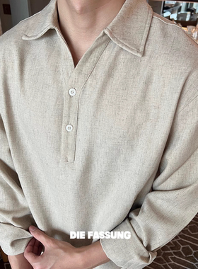 DieFassung新贵静奢老钱风亚麻Polo衬衫商务休闲性张力高级感上衣