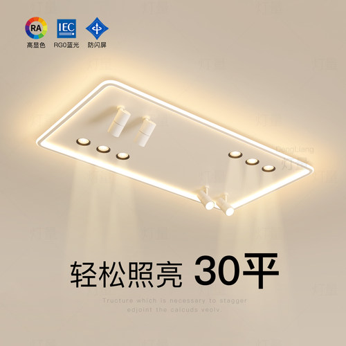 现代简约风带可调射灯卧室吸顶灯