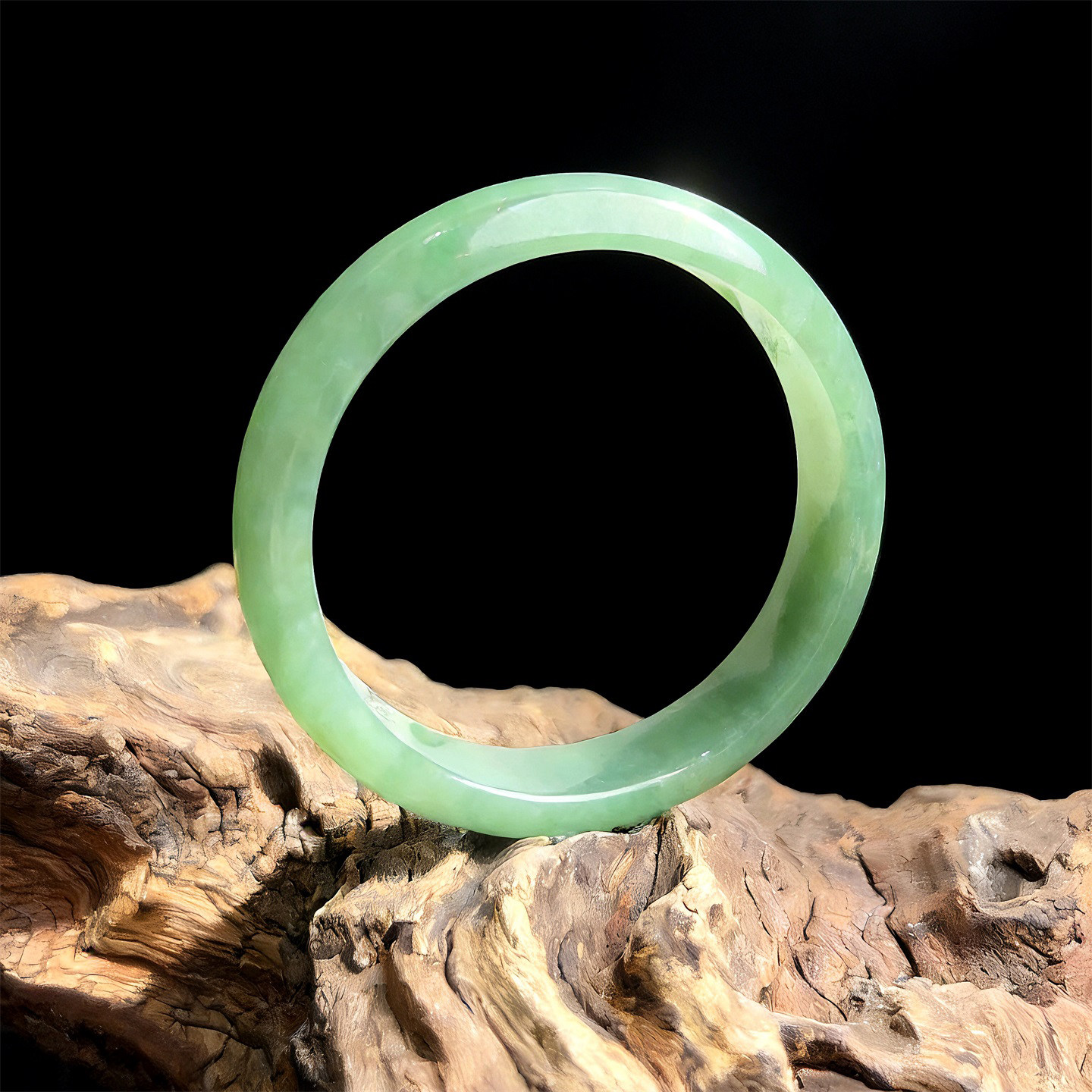 【年货节】七彩云南缅甸A货天然翡翠糯冰种晴水底油青翡翠手镯