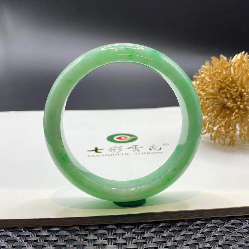 七彩云南缅甸A货天然翡翠冰种阳绿翡翠手镯一物一证支持复检