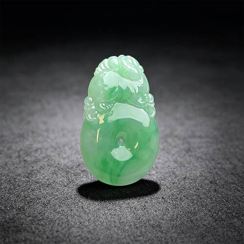 七彩云南缅甸A货天然翡翠飘辣阳绿翡翠平安扣挂件吊坠