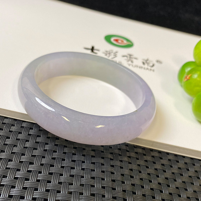 七彩云南天然翡翠冰种紫罗兰手镯