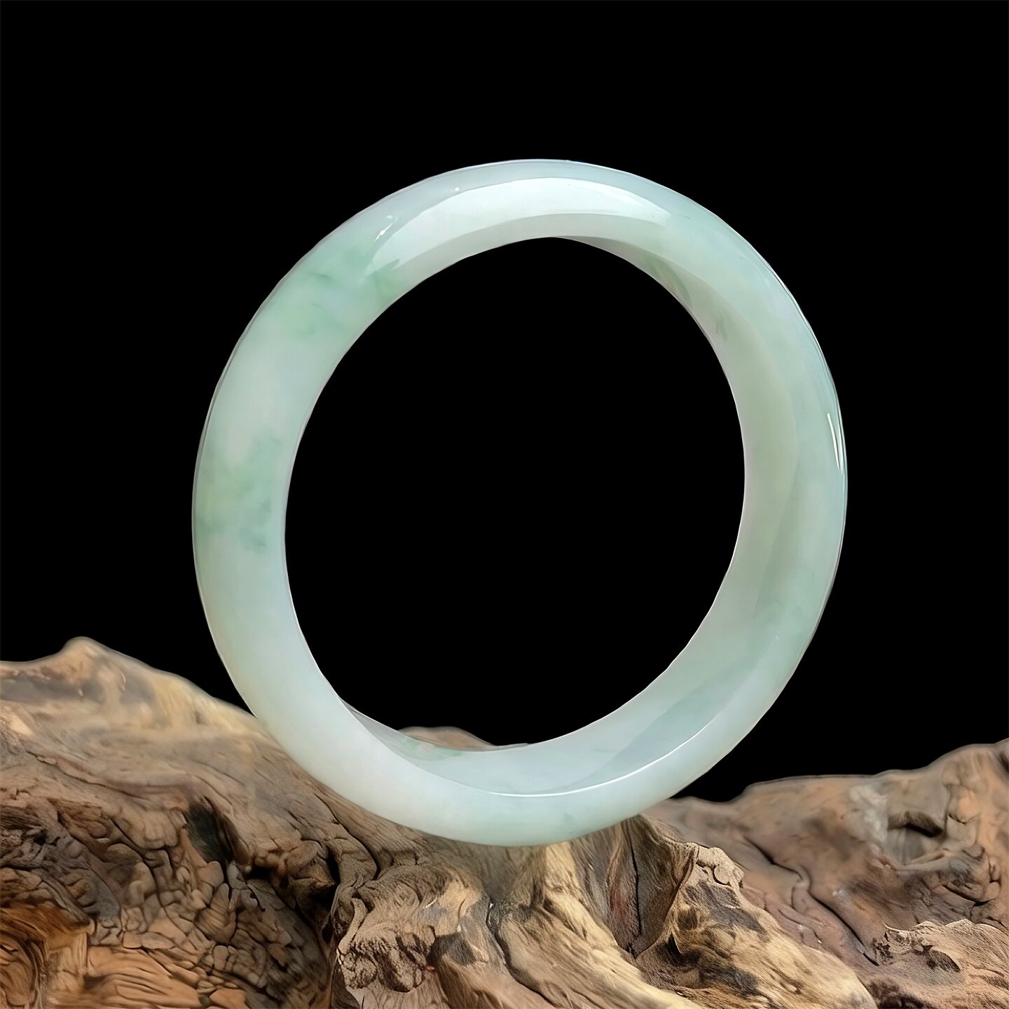 七彩云南缅甸A货天然翡翠糯冰种飘蓝花翡翠手镯一物一证支持复检