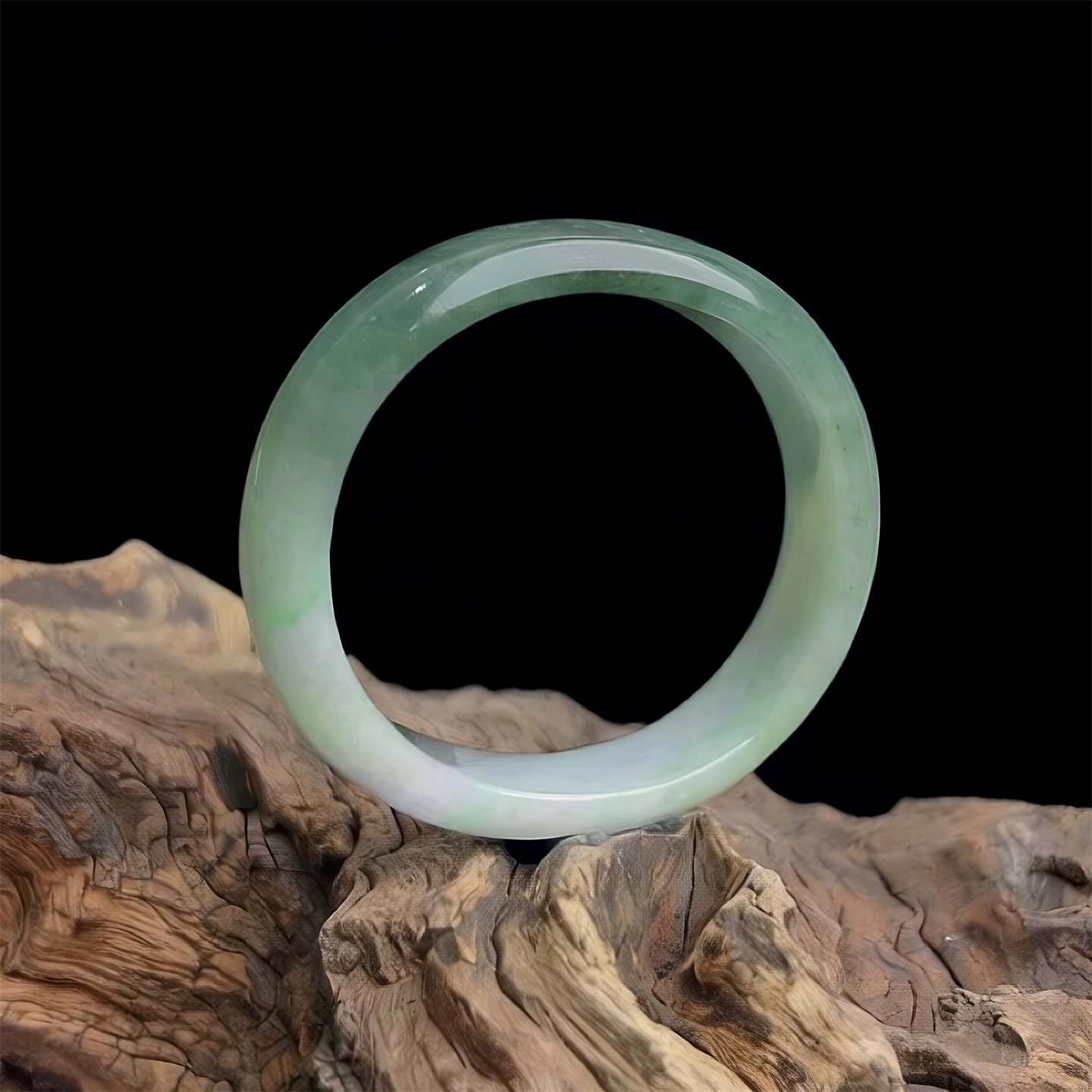 【年货节】七彩云南缅甸A货天然翡翠糯种油青半山水贵妃翡翠手镯