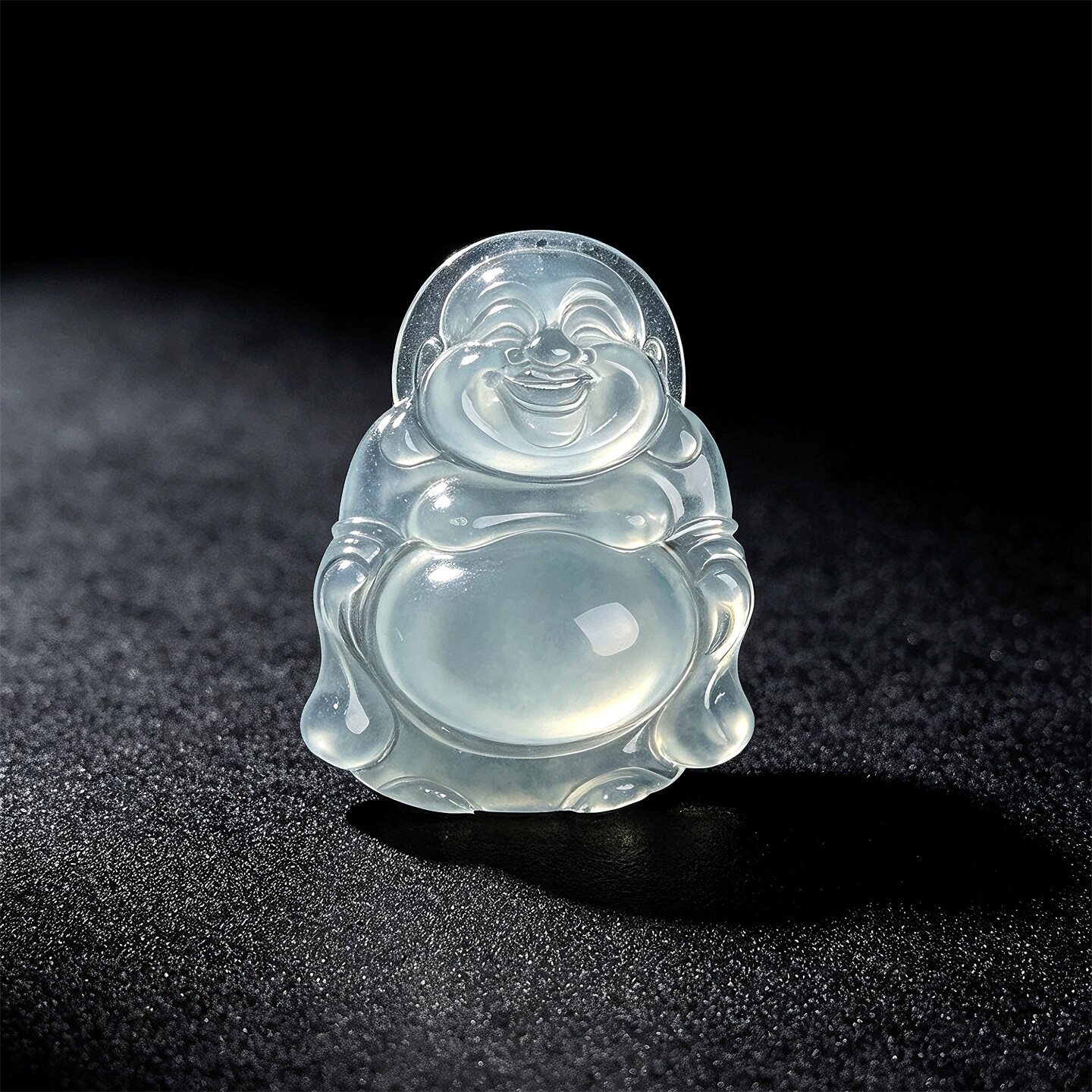 七彩云南缅甸A货天然翡翠珍品玻璃种白月光翡翠佛公挂件吊坠
