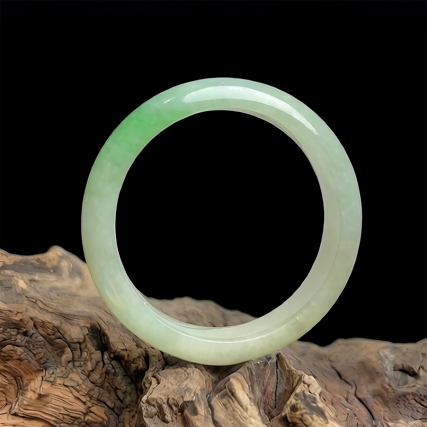 七彩云南缅甸A货天然翡翠冰底阳绿飘花翡翠手镯一物一证支持复检