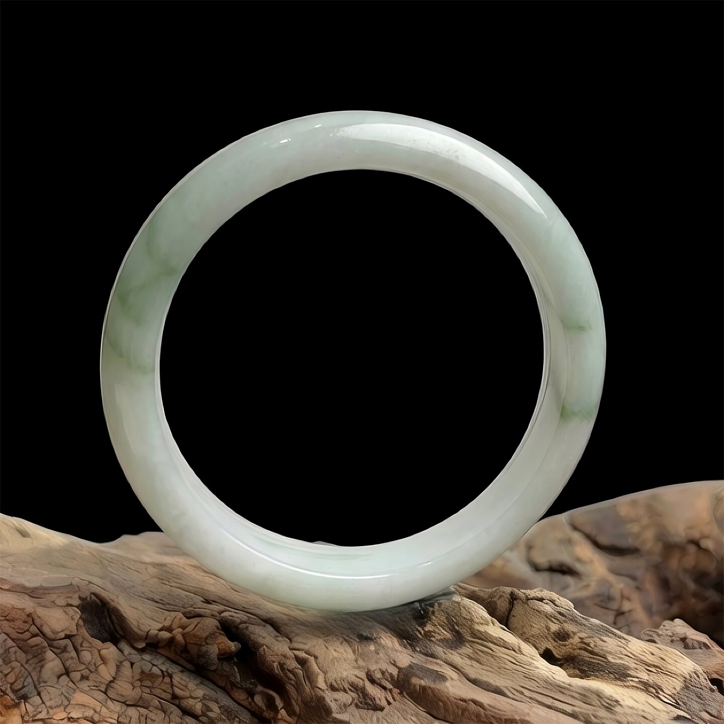 七彩云南缅甸A货天然翡翠白底飘湖水绿翡翠手镯一物一证支持复检