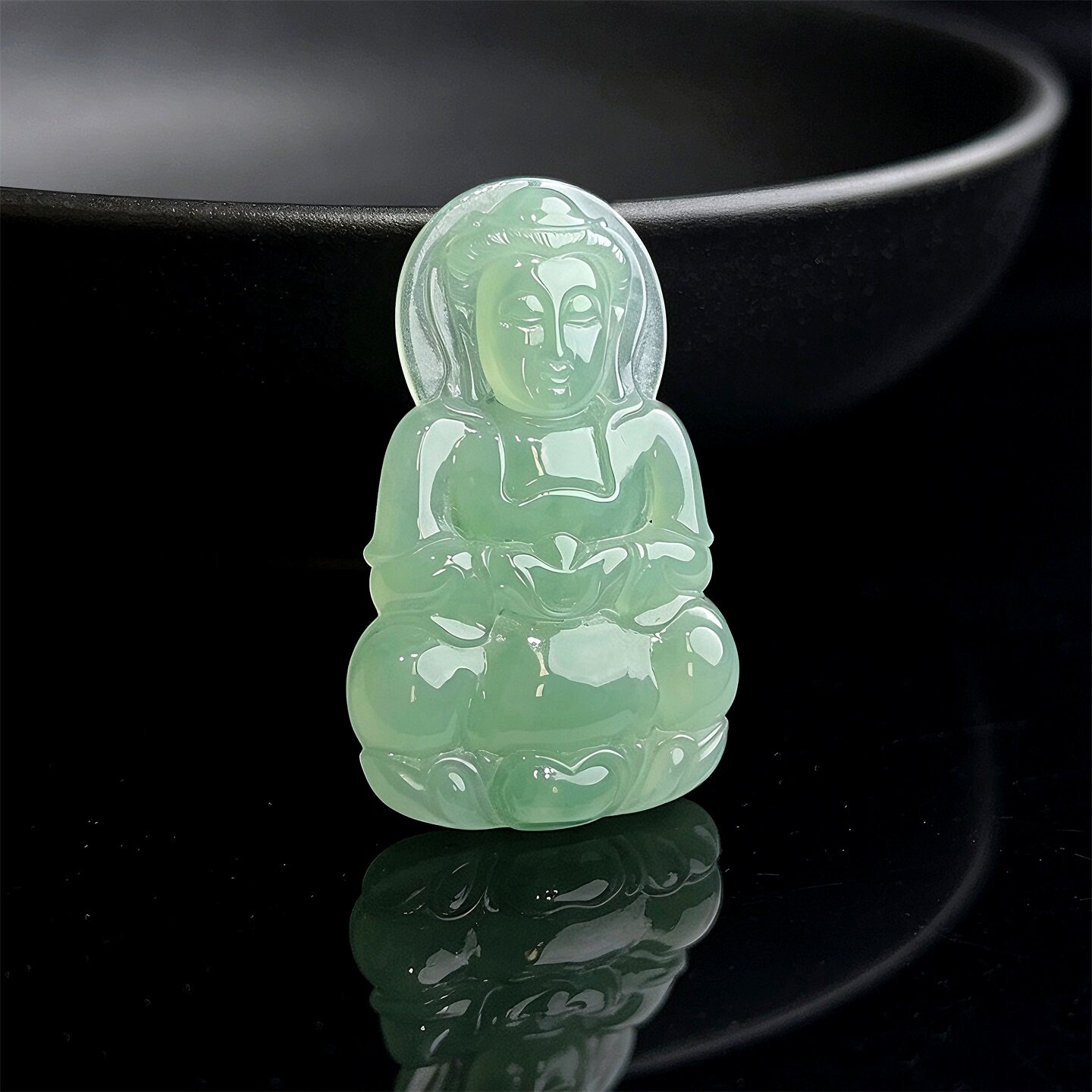 七彩云南缅甸A货天然翡翠晴绿翡翠观音挂件吊坠一物一证支持复检