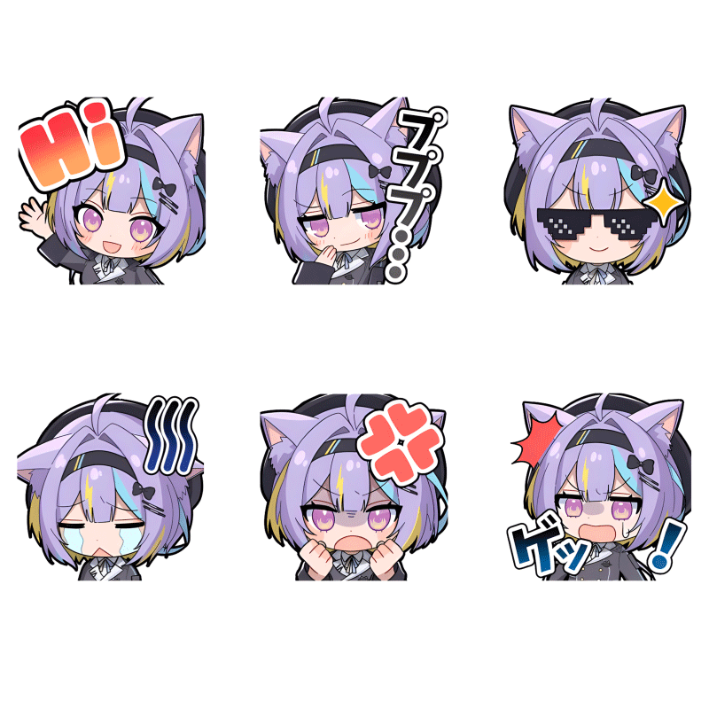 虚拟主播YouTuber二次元表情包汽车车贴吉他头盔装饰贴电动车贴