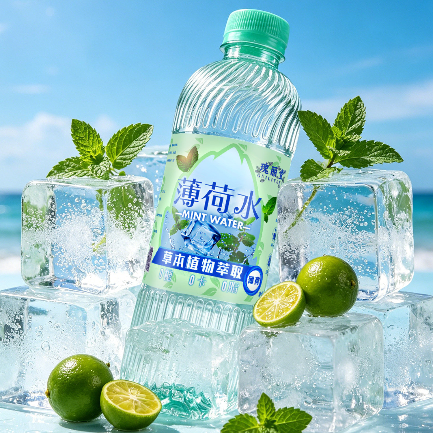 瑰丽堂薄荷水500ml*8瓶清凉食用级饮料品冷藏酷天然冰粉专用云南