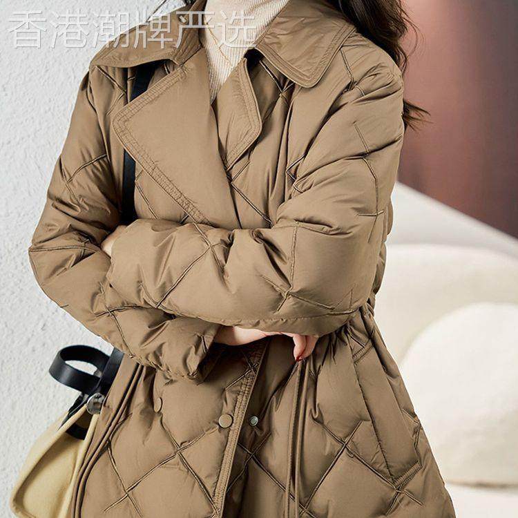 全球购秋冬新西装领轻薄羽绒服女短款小个子收腰修身时尚洋气外套