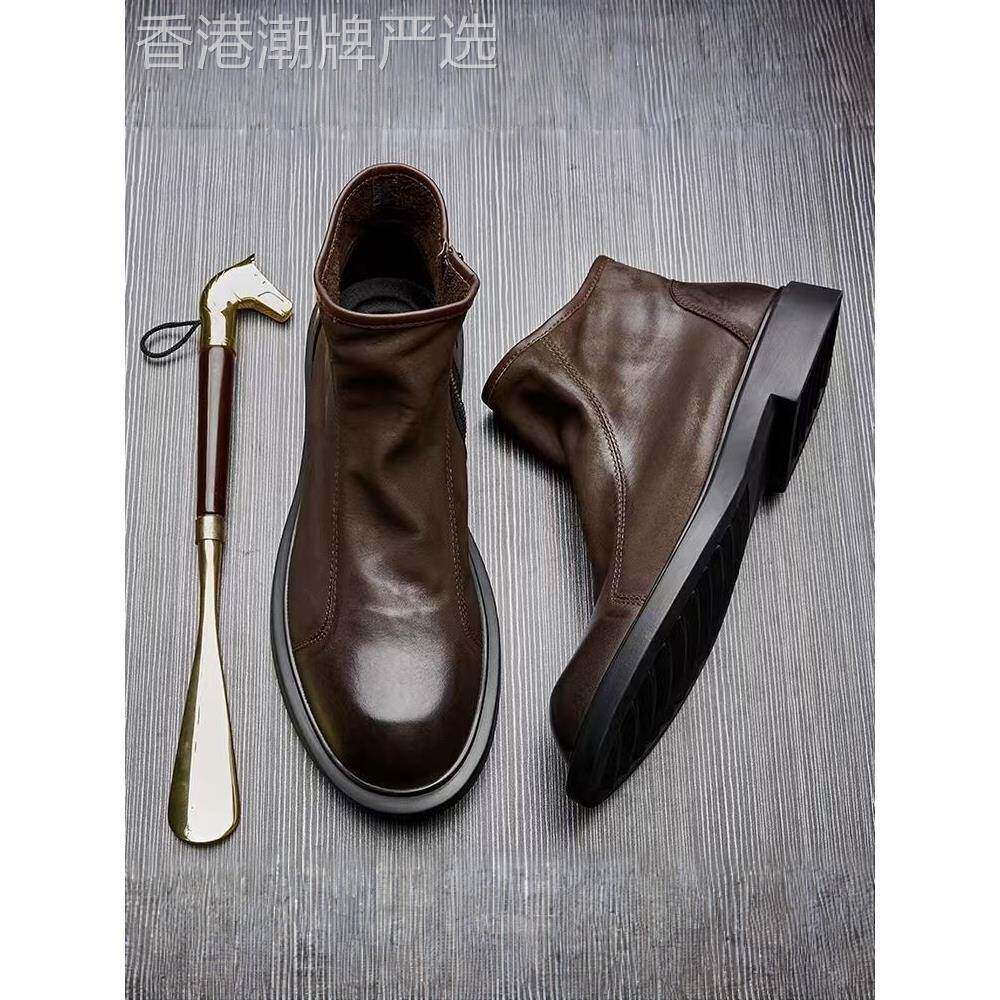 覆古马丁靴男士时尚英伦风高帮真皮靴子头层牛皮短靴低帮切尔西靴