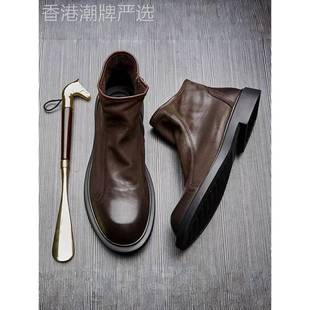 覆古马丁靴男士时尚英伦风高帮真皮靴子头层牛皮短靴低帮切尔西靴