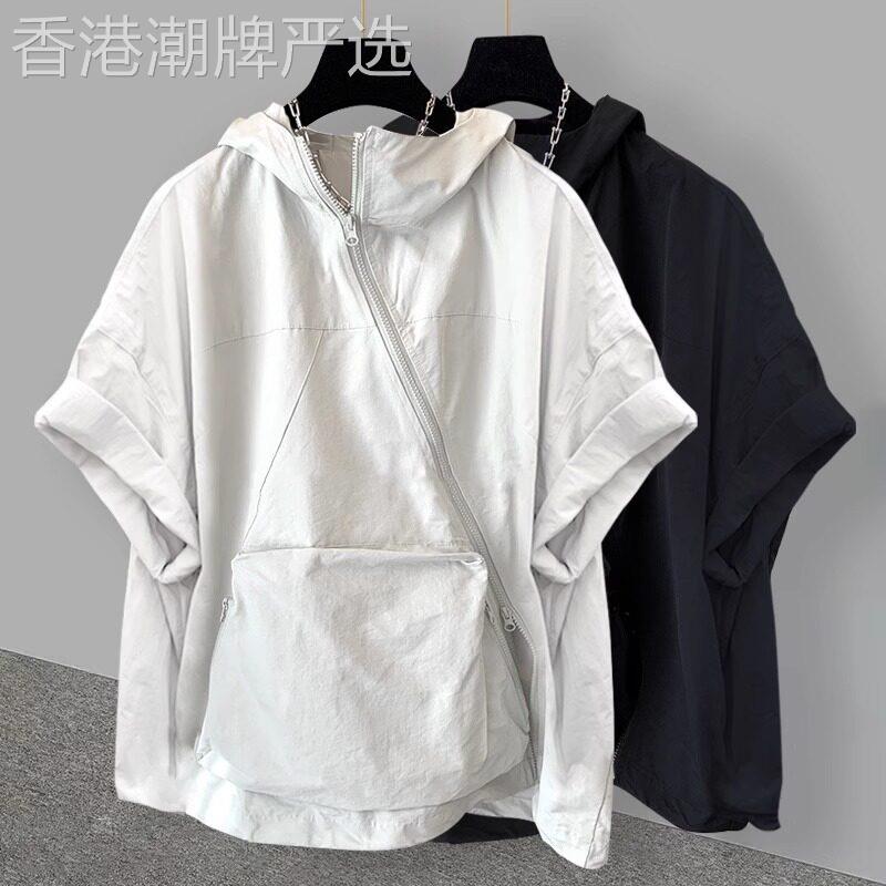连帽短袖t恤男士夏季韩版工装大口袋半袖上衣潮牌休闲宽松体恤衫