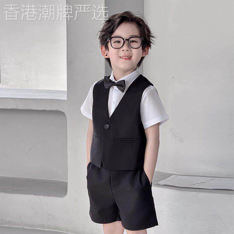 韩国Uamtor儿童西装套装男童西装背心礼服夏季英伦风婚礼花童西服