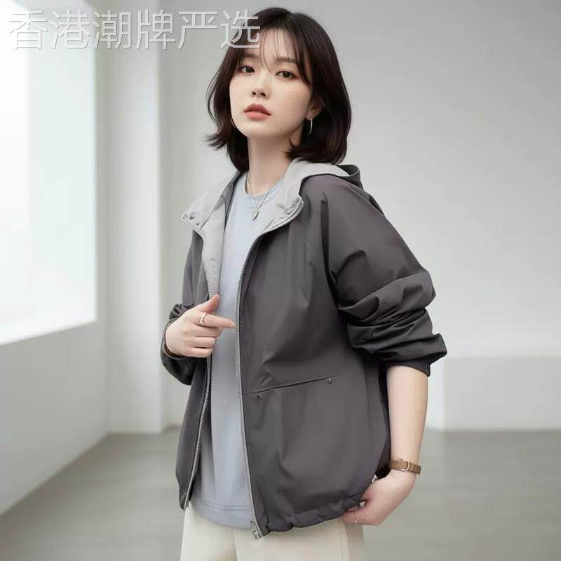 女士薄款外套2026年秋季双面穿透气外套大码妈妈装中老年薄外套