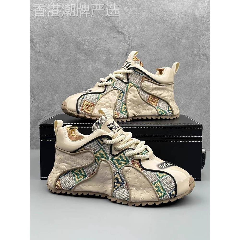 潮牌男鞋2025秋冬新款增高耐磨包底老爹鞋拼色个性防滑休闲运动鞋