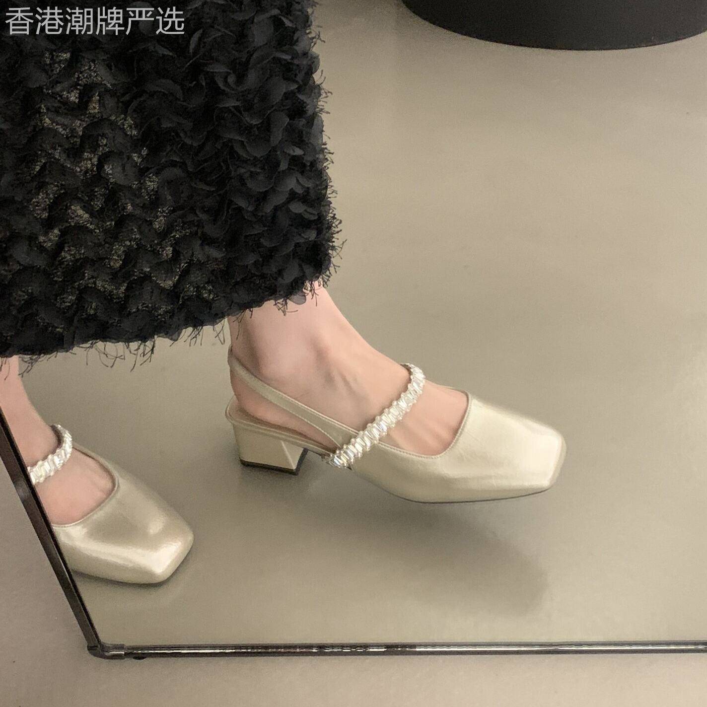 英国真皮包头粗跟凉鞋女夏季外穿2026新款配裙仙女玛丽珍凉拖单鞋