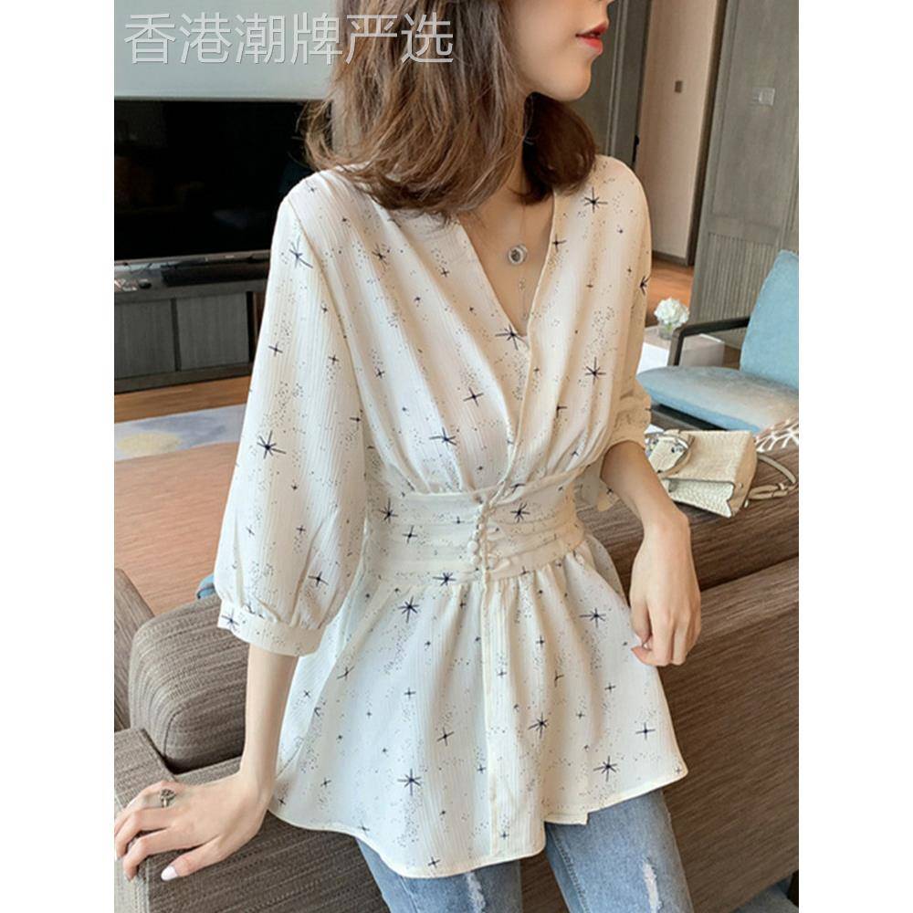 夏季衬衫女2025潮新款设计感小众雪纺衫衬衣时尚洋气显瘦半袖上衣