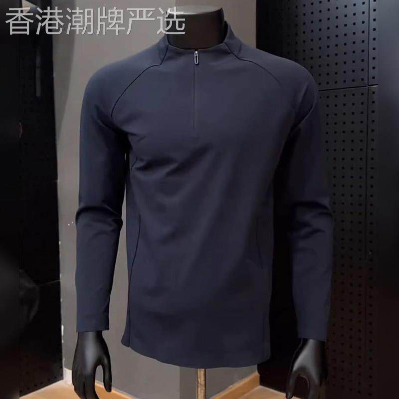 潮牌户外机能速干半拉链长袖t恤男春季宽肩显壮运动衣服骑行上衣