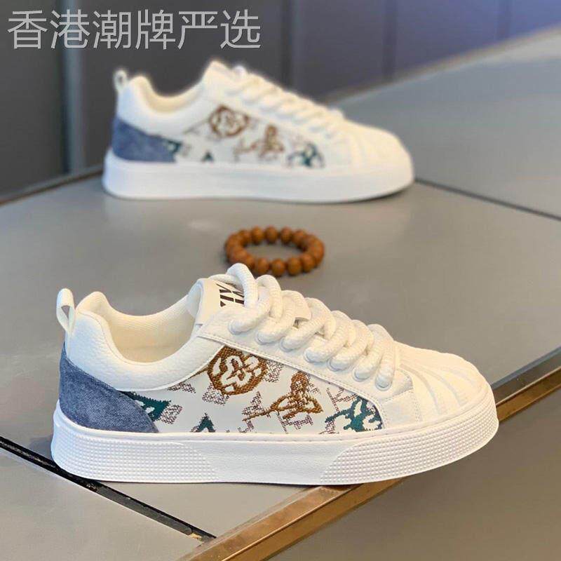 潮牌2025新款透气百搭时尚小白鞋男士舒适刺绣高级感运动休闲板鞋