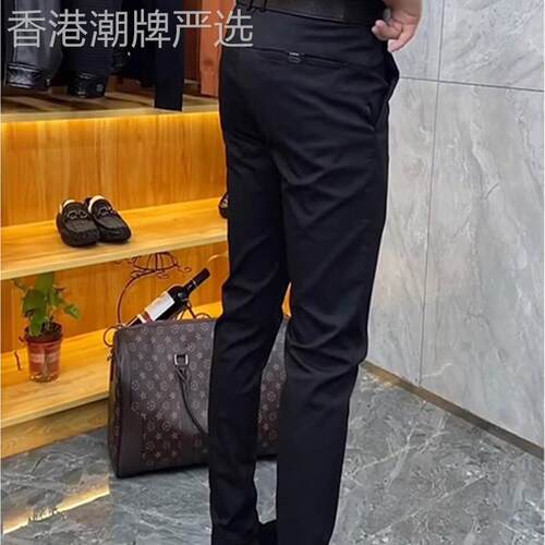 UASK黑色休闲裤男春秋季2026新款修身小脚高端男士西裤商务正装裤