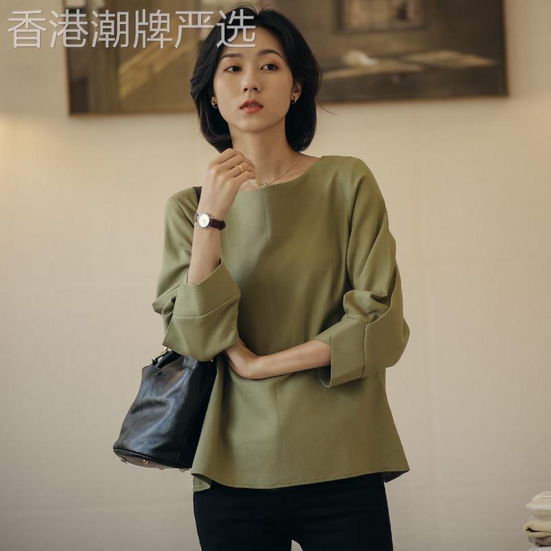 天丝亚麻短袖t恤女夏季2026新款韩系简约九分袖宽松显瘦圆领上衣