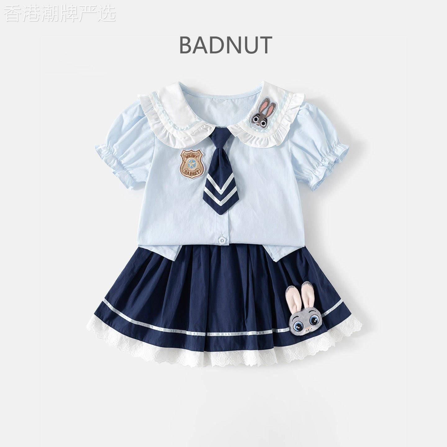 法国BADNUT女童套装夏装2026新款女宝宝短袖衬衫公主裙子儿童衣服