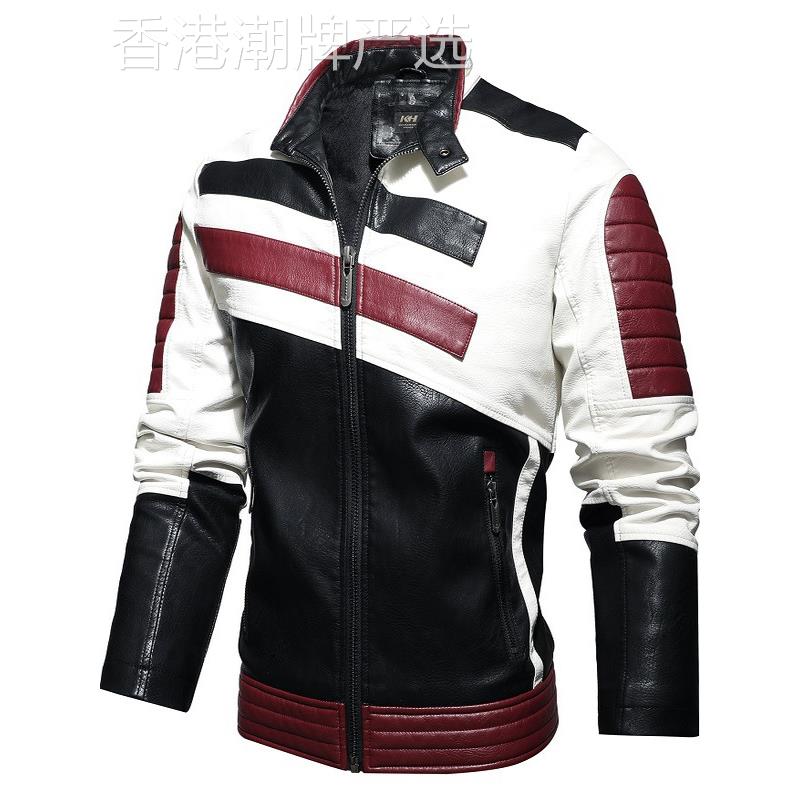 潮牌加绒加厚男士真皮皮衣立领机车服大码休闲外套绵羊皮飞行夹克