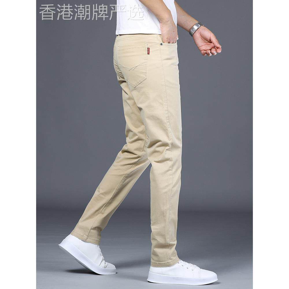 新款高端商务男士休闲裤潮流韩版修身薄款弹力纯棉百搭长裤子男款