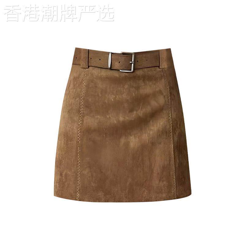 美拉德复古A字半身裙女2026春秋新款气质辣妹高腰显瘦包臀短裙冬