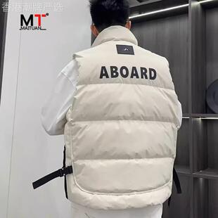 高端羽绒马甲男士冬季2024新款工装立领加厚保暖宽松无袖背心男款
