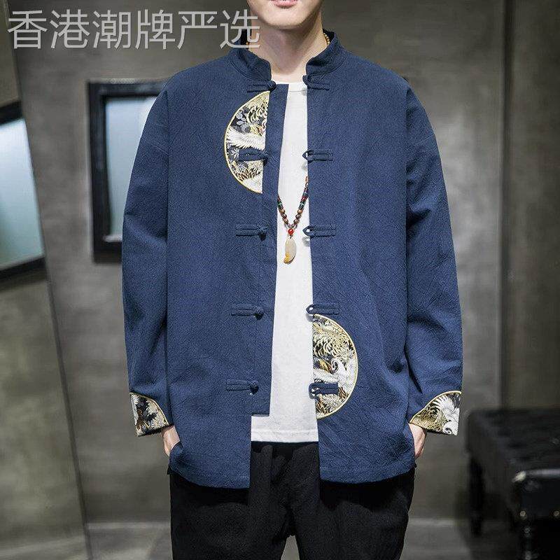 潮牌中国风汉服男士秋季新中式休闲唐装外套宽松百搭男装上衣服潮