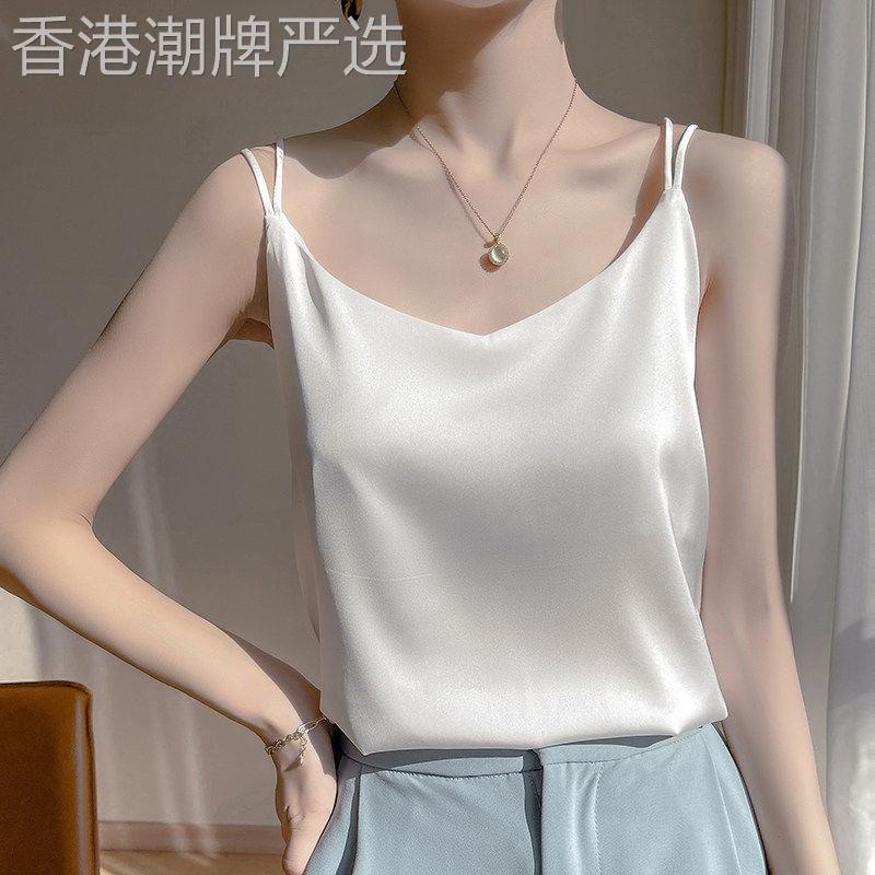 吊带背心女夏季新款西装内搭白色美背缎面显瘦时尚气质打底衫上衣