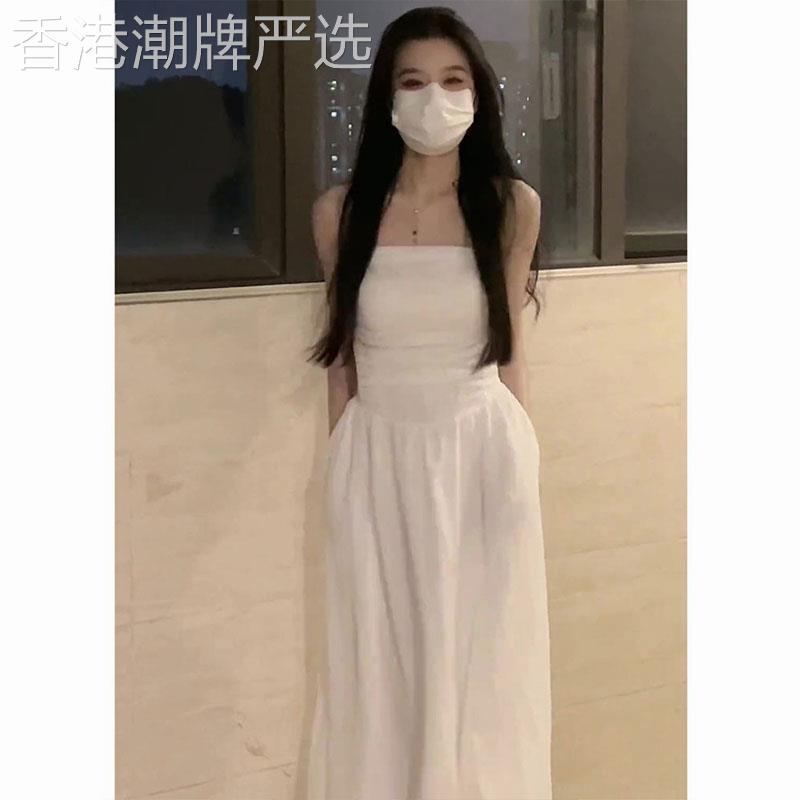 纯欲风性感无袖纯色抹胸洋装女2026夏季新款法式气质高级感长裙
