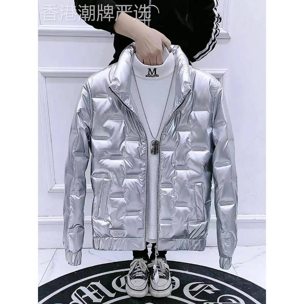香港2025亮面男士羽绒服轻薄短款轻熟风冬季外套立领修身韩版夹克