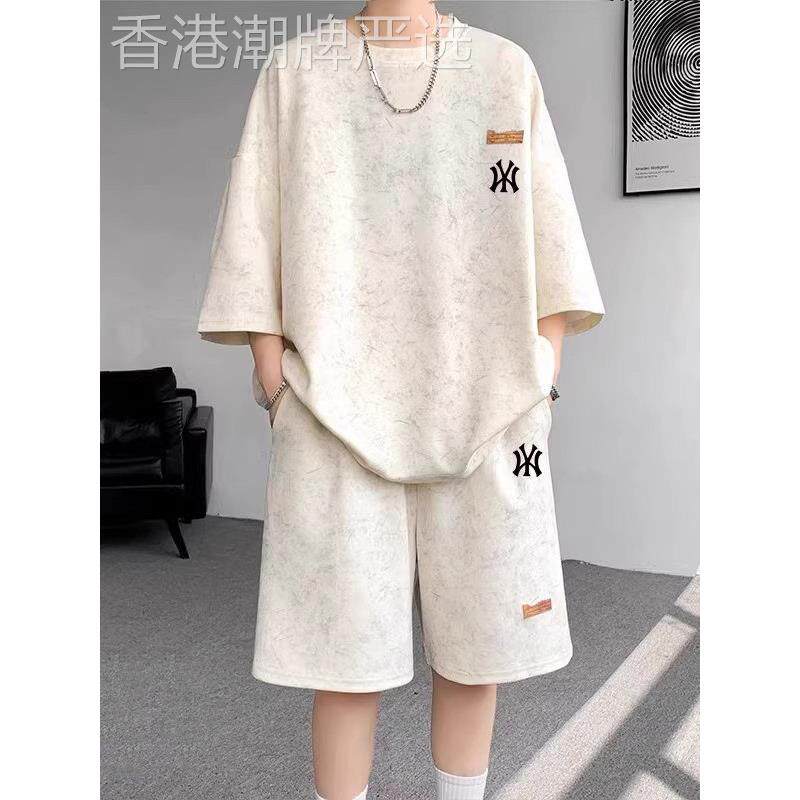 时尚品牌潮流百搭宽松休闲运动套装男士慵懒风格时尚情侣短袖短裤