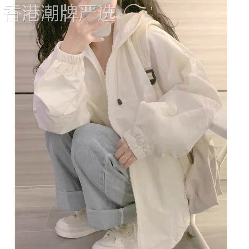白色防晒衣女款夏季薄款2025新款透气连帽防晒服空调开 衫上衣外