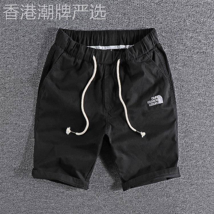 香港潮牌日系运动休闲短裤男水洗做旧青年运动裤刺绣宽松五分五分