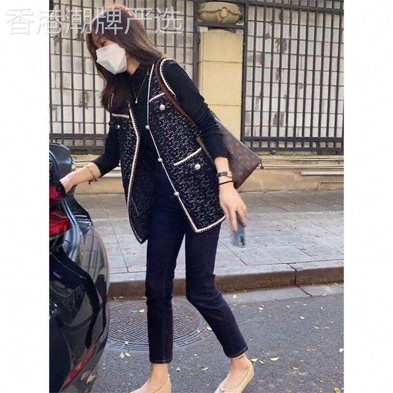 小香风毛衣马夹外套女春秋欧货爆款洋气小衫针织马甲背心外搭上衣