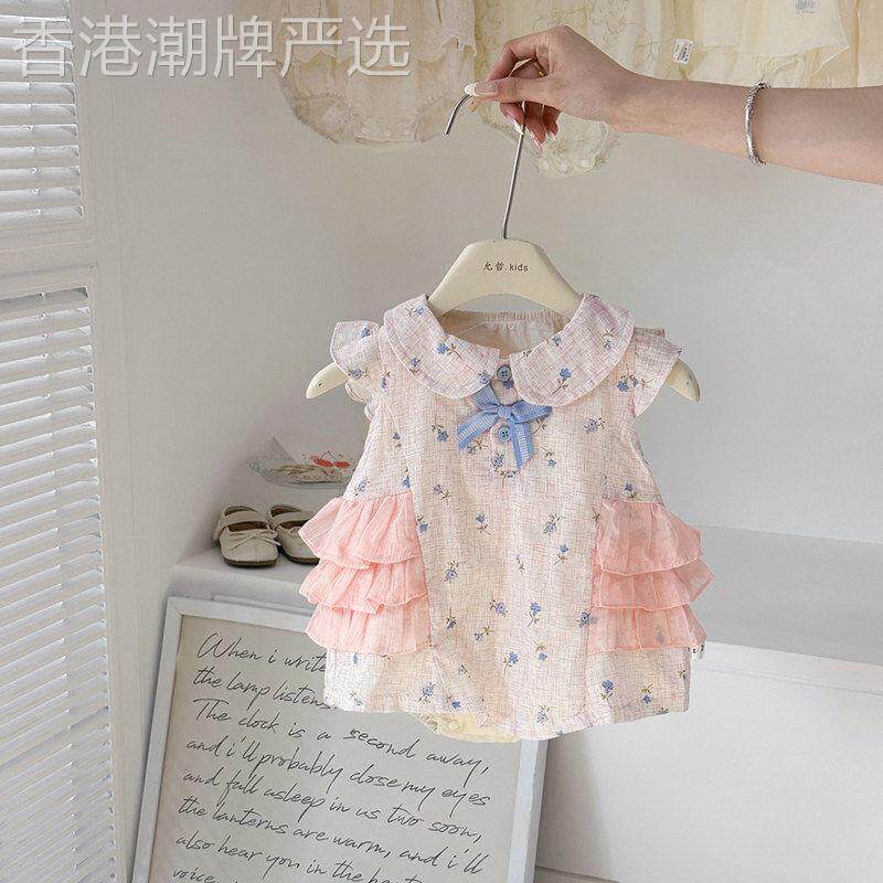 法国BADNUT婴儿衣服2026新款夏季薄款花边包屁衣女宝宝可爱爬爬服