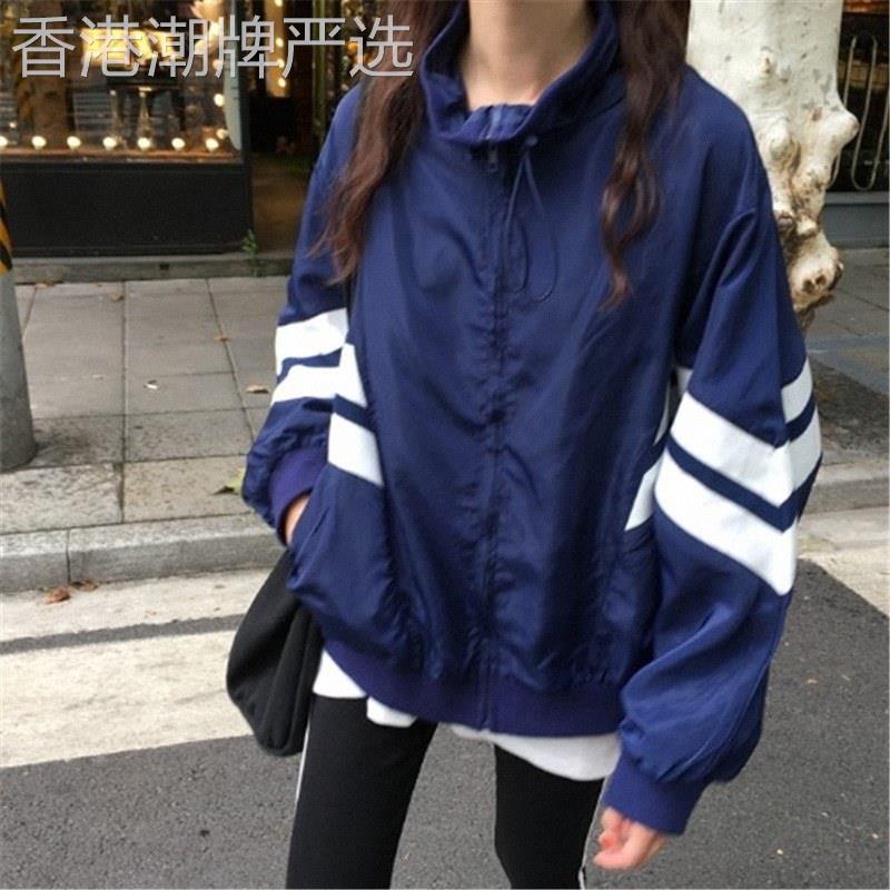 运动外套女夏季欧货休闲防风上衣蝙蝠袖棒球服夹克防晒风衣冲锋衣