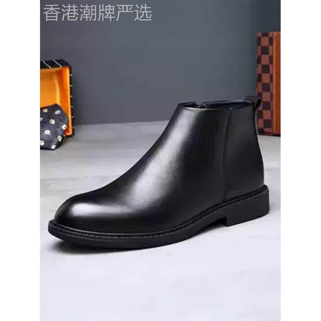 真皮马丁靴男款2025新款切尔西靴子加绒保暖短靴英伦风休闲棉皮鞋