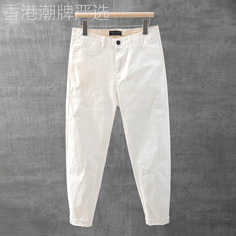 高端白色小脚休闲裤男士春秋冬季2025新款百搭男裤潮流长裤子男款